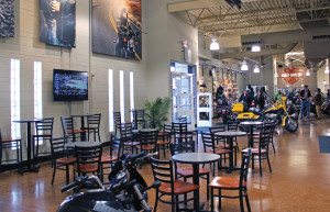 The new digs at Thunderbird Harley-Davidson offer plenty of chances for customers to get comfortable.