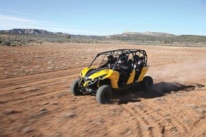 The Can-Am Maverick MAX features more rear-seat room than any other four-person sport side-by-side, according to the company.