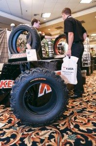 Kenda’s Gus Niewenhous showed off the company’s street, moto and ATV tires. 
