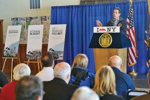 Gov. Andrew M. Cuomo kicked off New York’s “I [Snowmobile] NY” tourism campaign in the Tug Hill region of the state’s North Country area.