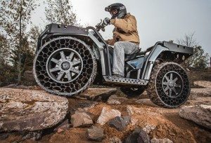 Polaris reports that its non-pneumatic tires will be available on a variety of consumer ATVs and side-by-sides beginning later this year.
