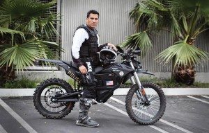 Sgt. Ron Alberca of the Los Angeles Police Department is shown aboard the Zero MMX in this photo courtesy of the LAPD.