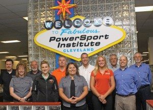 The PowerSport Institute Program Advisory Committee recently held its bi-annual meeting in Cleveland. (Front row, left) Laurie Rengel, Polaris Industries; Robin Tominello, Transportation Research Center; Tara Ivory, Polaris Industries; Kira Daczko, PSI Career Services director; and David Troncoso, Suzuki Motor of America Inc. (Back) Eric Hjalmarson, Kawasaki Motor Corp.; Bernie Thompson, PSI Campus director; Joe Hammergren, Transportation Research Center; Jerrod Rickard, American Honda Motor Co.; Ron Radeke, PSI V-twin manager; and Doug McIntyre, Suzuki Motor of America Inc.