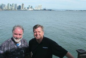 Dealer principal David Wiles from San Diego and PSB editor Dave McMahon at C Level — and sea level! — in San Diego.
