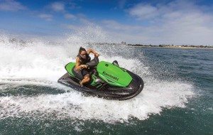  The Jet Ski STX-15F carries a 1,498cc engine that’s derived from the Ninja ZX-14R sport bike. It generates 160hp, the most powerful engine in its price range, according to the company.