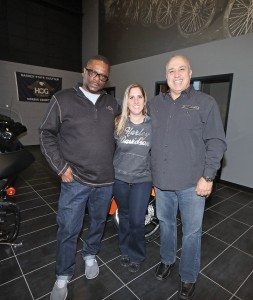 (From left) Charles Robinson, Harley-Davidson district manager for metro NY/NJ and Nicole Yuran, Garden State Harley-Davidson operations manager, join Bobby DiFazio, Garden State Harley-Davidson dealer principal in celebrating the opening of DiFazio’s second location. 
