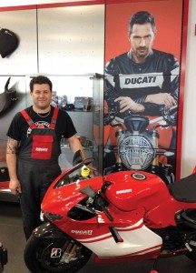 Ducati Master Tech Emanuel Pellizzari can bill 120-150 hours per week at Motorcycle Mall in New Jersey.