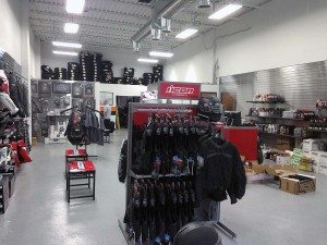 With some remodeling, an old storage room at New York Motorcycle became the new parts department, EagleRider room and customer lounge.