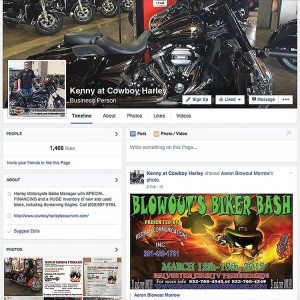 In just under a year, assistant sales manager Kenny Enloe of Cowboy Harley-Davidson Beaumont in Texas has gained more than 1,460 Facebook likes on his “Kenny at Cowboy Harley” business page.