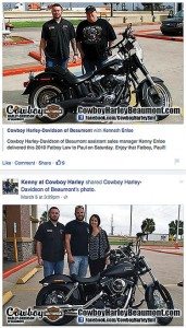 Photos of Kenny Enloe, his recent customers and their bikes are among the posts most frequently seen on the “Kenny at Cowboy Harley” Facebook page.
