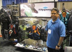 Tony Treltas, in product development at Parts Unlimited, showed off the distributor’s Slippery Wetsuits line during the Parts NVP last summer. Slippery Wetsuits has joined the Pro Watercross Tour as one of its newest sponsors.  