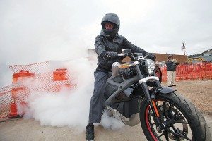 Carey Hart, motocross star and Grand Marshall of the 2015 Sturgis City of Riders Mayor’s Ride, helped break ground on the Rally Point in Sturgis using a Harley-Davidson LiveWire bike. 