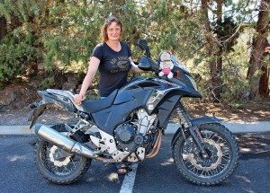 Accomplished rally racer and former Dakar Rally participant Jenny Morgan poses for a photo after her 12,000-mile-plus, 50-day ride from Bend, Ore., to the East Coast of the U.S. and back on a Honda CB500X loaded with Rally Raid Products.