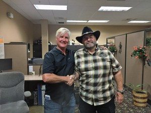 Bert King (left) has taken over ownership of Black Widow Harley-Davidson in Port Charlotte, Fla., from former owner Armand Pinard. 