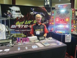 Kevin Bluhm, CEO of Bluhm Enterprises, promoted two of Brite-Lites’ newest light kits at the 2015 Parts Unlimited/Drag Specialties National Vendor Presentation in Madison, Wis. 