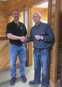 Robbie Cox (right), former owner of Cox’s Northern Tier Harley-Davidson in Mansfield, Pa., recently sold the dealership to Pete Eisenhauer. The dealership has been renamed Eisenhauer’s Tioga County Harley-Davidson. 