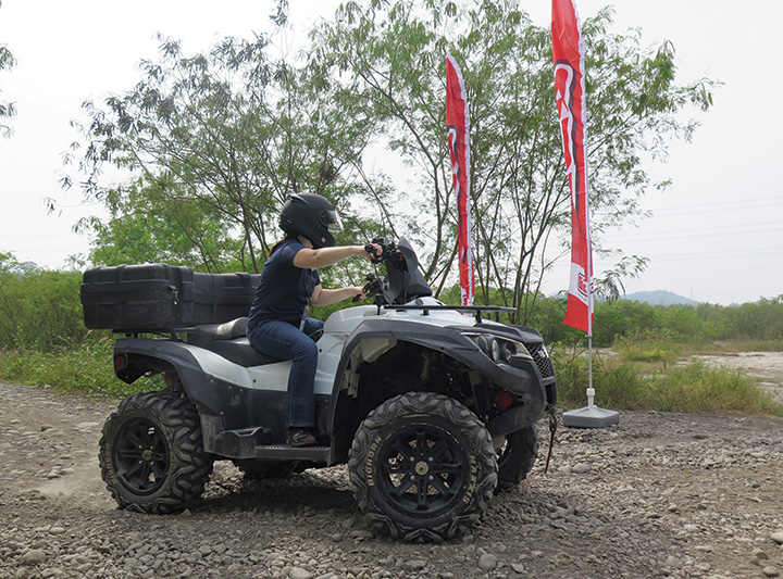 Liz was given the opportunity to ride TGB’s 1000cc utility ATV at the TGB test site in the Taiwanese mountains. 