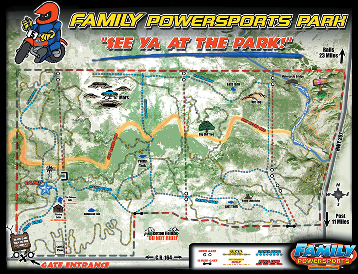 Family Powersports Park in Texas offers 2,500 acres for Family Powersports customers to ride off-road
