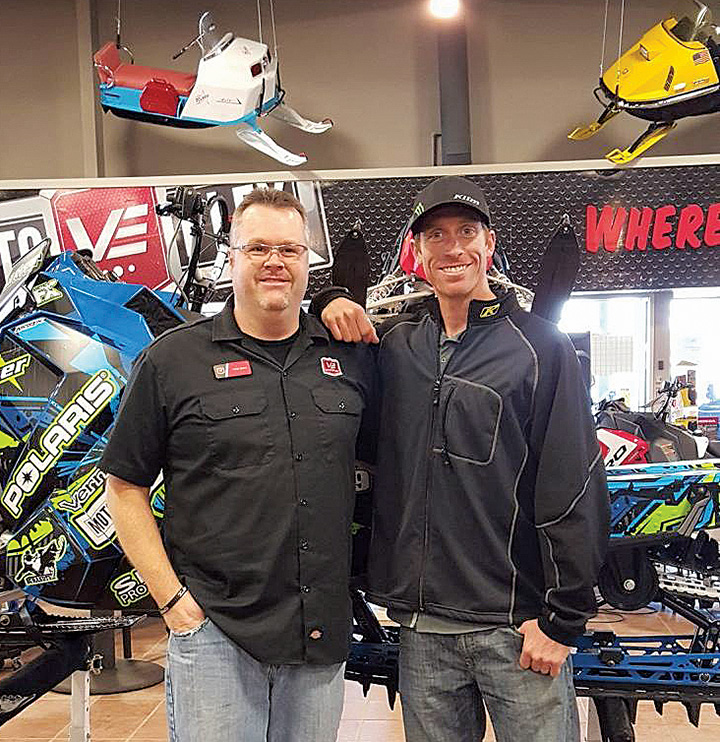 u Vern Eide Motoplex general manager Steve Nunn and Polaris backcountry riding expert Chris Brandt during a visit to the store in Sioux Falls, S.D. 