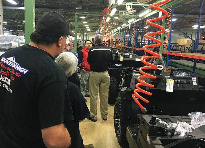 The assembly line at Hisun’s Texas facility reassured dealers of the brand’s attention to detail. All models are completely assembled prior to shipping to dealers.
