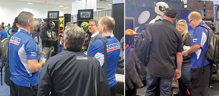 Reps and dealers had both Saturday and Sunday to walk through the expo hall and visit vendors such as AGV and Icon, the Parts Unlimited house brand. 