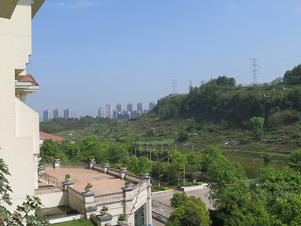 View from the balcony at the Country Garden Phoenix International Hotel in Changshou, a district of Chongqing nearby the Hisun factory.