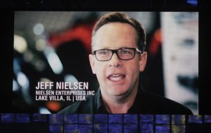 Jeff Nielsen from Nielsen Enterprises in Lake Villa, Ill., was a featured dealer on the video board at the Ski-Doo dealer meeting.