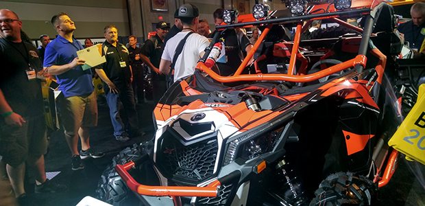 Dealers look at the new Maverick X3 at Club BRP in Orlando.