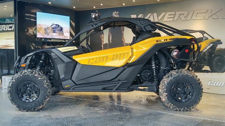A Maverick X ds was on display in the outdoor demo area at Club BRP in Orlando. 