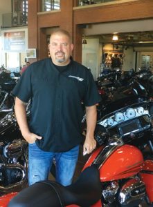 Doug Kamerer, A.D. Farrow’s Minister of Culture, stands among new 2017 Harley-Davidson models at the Sunbury location. Kamerer is most excited about the new Harley engine unveilings and looks forward to increased interest from customers. 