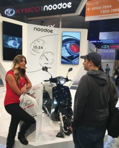KYMCO had a booth in the North Hall of the Las Vegas Convention Center, where traffic was consistent with interested attendants. The booth featured two separate KYMCO scooters and staff to explain the app to viewers.