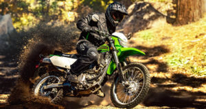 COLORS The 2021 KLX300 dual-sport is available in the Lime Green and the Fragment Camo Gray colorways. MSRP $5,599 for Lime Green and $5,799 for Fragment Camo Gray