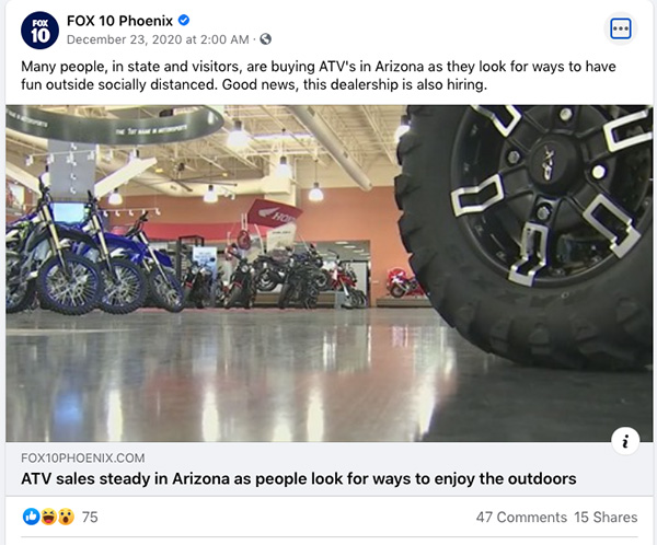 FOX 10 Phoenix, ATV sales, Arizona, Southwest