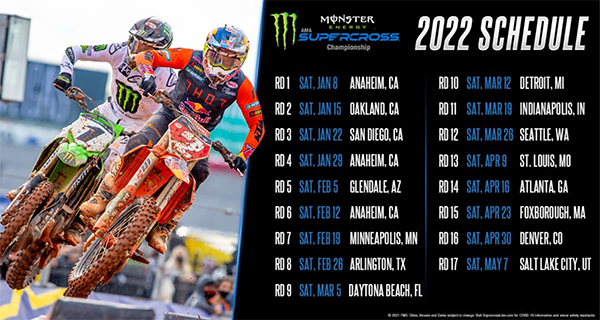 2022 Monster Energy AMA Supercross Championship, schedule release