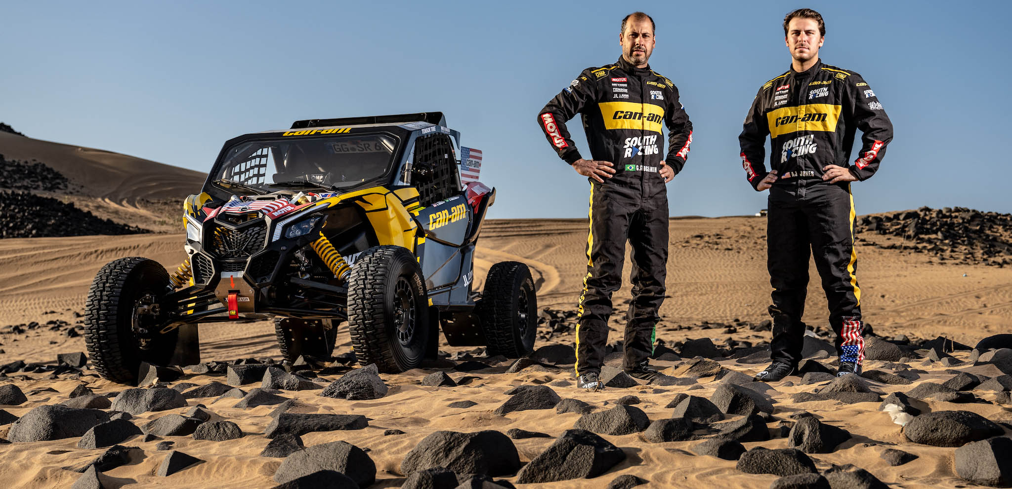 Can-Am Factory South Racing driver, Austin Jones, and his navigator, Gustavo Gugelmin, won the T4 category at the 2022 Dakar Rally in Saudi Arabia. ©BRP 2022