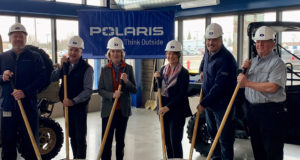 Polaris, Roseau, groundbreaking, paint, expansion, Steve Menneto, Amy Klobuchar, Tina Smith,