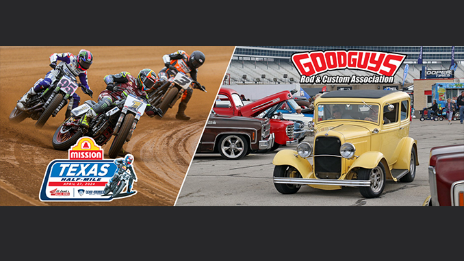 American Flat Track combines event with Goodguys Nationals in Texas.