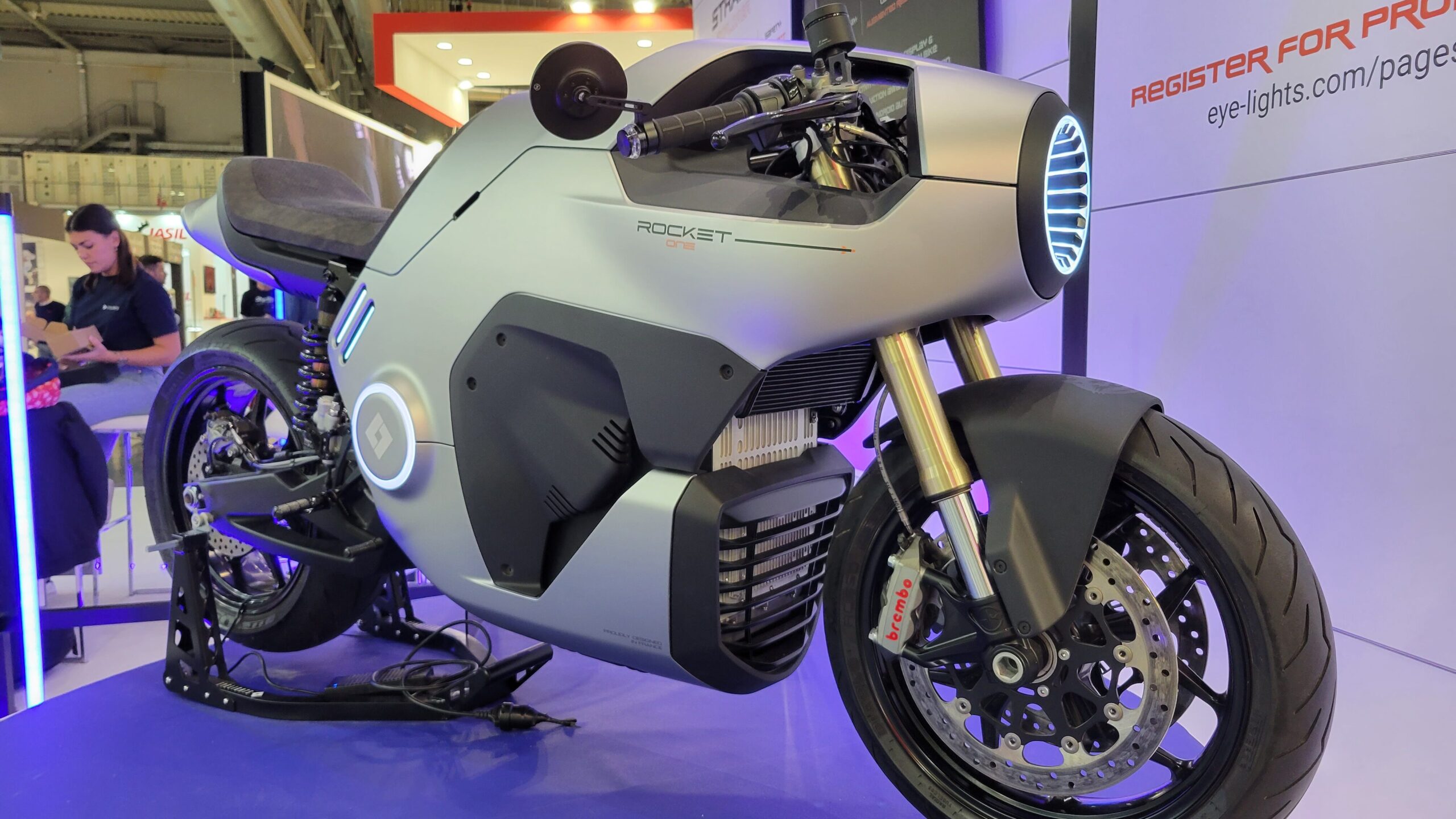 The Rocket One is a futuristic high performance electric motorcycle.